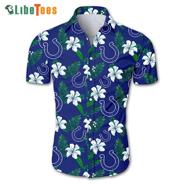 Indianapolis Colts Hawaiian Shirt, Flowers Tropical, Cheap Hawaiian Shirts