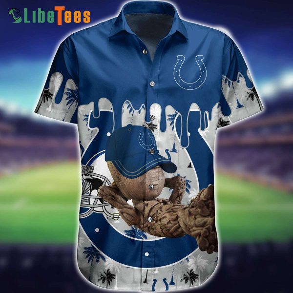 Indianapolis Colts Hawaiian Shirt, Groot, Cool Hawaiian Shirts