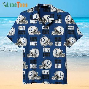 Indianapolis Colts Hawaiian Shirt, Helmet Graphic, Hawaiian Print Shirts