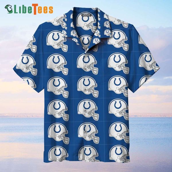 Indianapolis Colts Hawaiian Shirt, Helmet Pattern, Hawaiian Print Shirts