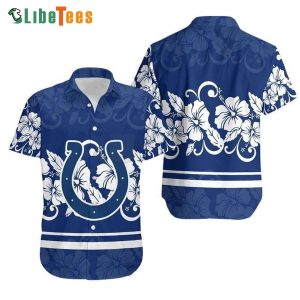 Indianapolis Colts Hawaiian Shirt, Hibiscus Graphic Tropical, Hawaiian Style Shirts