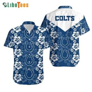 Indianapolis Colts Hawaiian Shirt, Hibiscus Pattern, Tropical Print Shirts