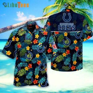 Indianapolis Colts Hawaiian Shirt, Leaves Pattern, Best Hawaiian Shirts