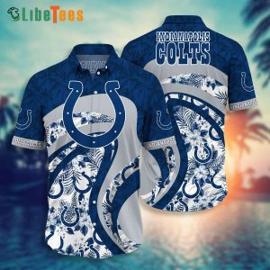 Indianapolis Colts Hawaiian Shirt, Palm Tree Flowers Leaves, Cheap Hawaiian Shirts