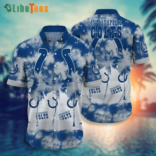 Indianapolis Colts Hawaiian Shirt, Palm Tree Tropical Graphic, Hawaiian Print Shirts