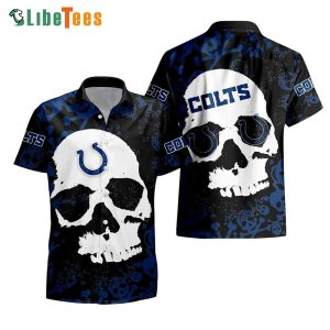 Indianapolis Colts Hawaiian Shirt, Skull, Hawaiian Style Shirts