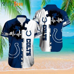 Indianapolis Colts Hawaiian Shirt, Sound Line, Tropical Print Shirts