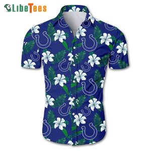 Indianapolis Colts Hawaiian Shirt, Tropical Flowers Beach, Cool Hawaiian Shirts