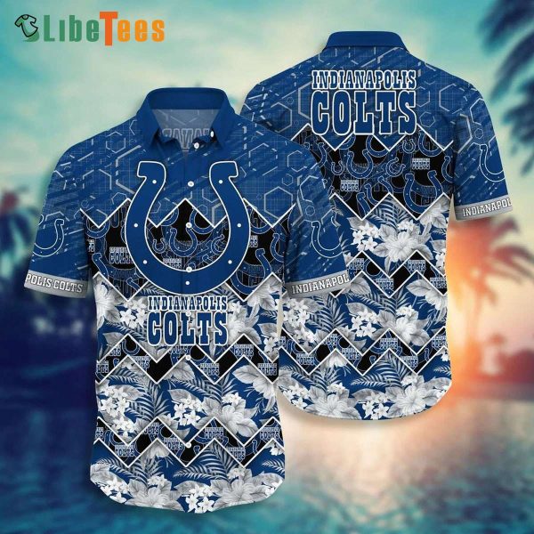 Indianapolis Colts Hawaiian Shirt, Tropical Pattern Beach Summer, Unique Hawaiian Shirts