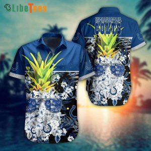 Indianapolis Colts Hawaiian Shirt, Tropical Pattern Pineapple Design, Unique Hawaiian Shirts