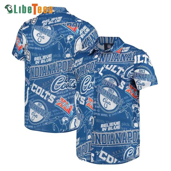 Indianapolis Colts Hawaiian Shirt, Word Pattern, Hawaiian Print Shirts