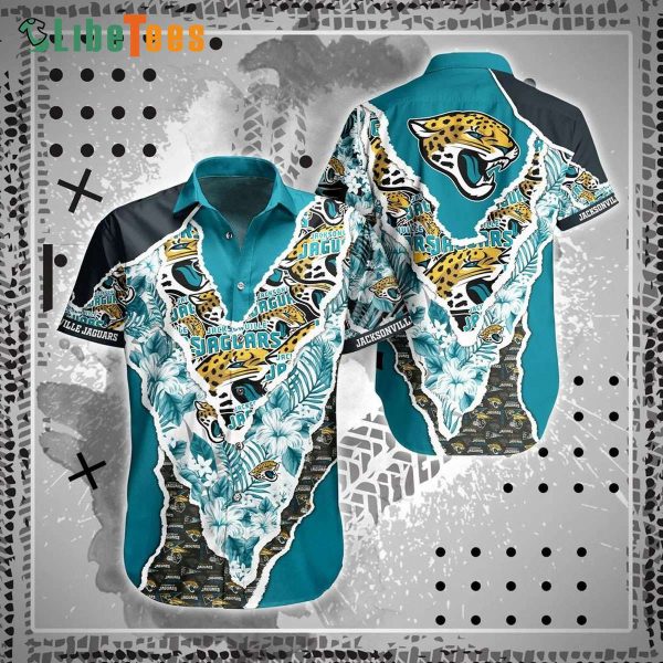 Jacksonville Jaguars Hawaiian Shirt, Floral Pattern, Summer Hawaiian Shirts