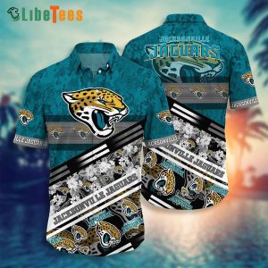 Jacksonville Jaguars Hawaiian Shirt, Flowers And Camo Pattern, Summer Hawaiian Shirts