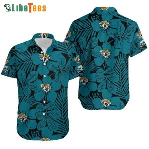 Jacksonville Jaguars Hawaiian Shirt, Flowers And Leaves, Hawaiian Beach Shirts