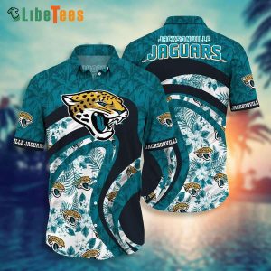 Jacksonville Jaguars Hawaiian Shirt, Graphic Floral Tropical Pattern Summer, Summer Hawaiian Shirts