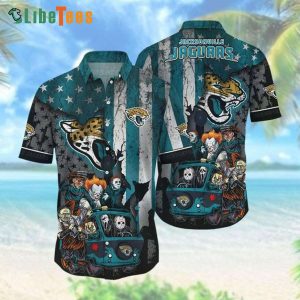 Jacksonville Jaguars Hawaiian Shirt, Halloween America Flag,Tropical Button Down Shirt