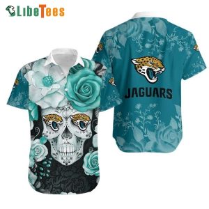 Jacksonville Jaguars Hawaiian Shirt, Skull Flowers, Hawaiian Beach Shirts