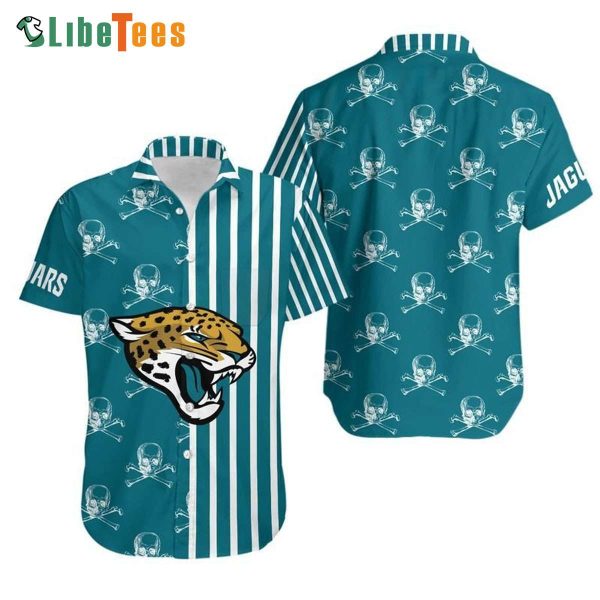 Jacksonville Jaguars Hawaiian Shirt, Stripes And Skull, Hawaiian Beach Shirts