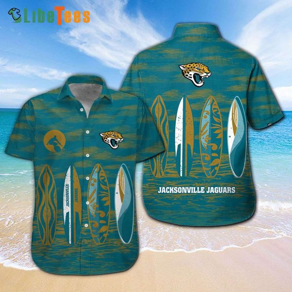 Jacksonville Jaguars Hawaiian Shirt, Surf Board,Tropical Button Down Shirt