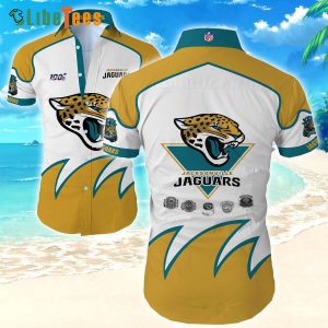 Jacksonville Jaguars Hawaiian Shirt, Waves Design, Button Down Hawaiian Shirt