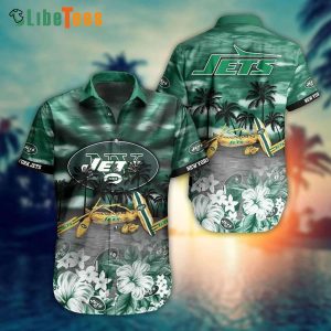 New York Jets Hawaiian Shirt, Boats And Surfboards, Hawaiian Print Shirts