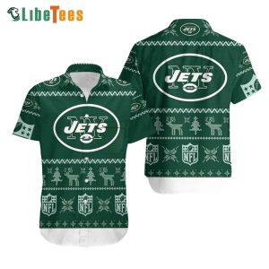New York Jets Hawaiian Shirt, Christmas, Hawaiian Style Shirts
