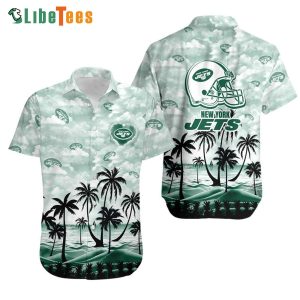 New York Jets Hawaiian Shirt, Coconut Palms, Cute Hawaiian Shirts