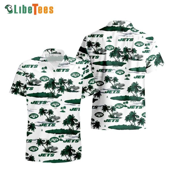 New York Jets Hawaiian Shirt, Coconut Pattern, Hawaiian Beach hirts