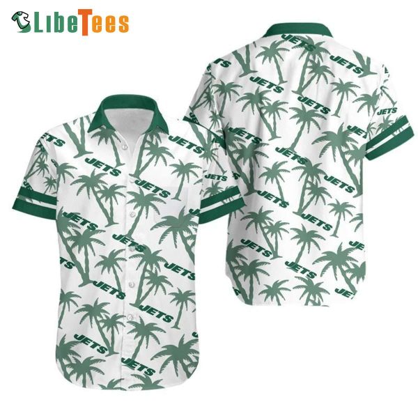 New York Jets Hawaiian Shirt, Coconut Tree Pattern, Tropical Print Shirts