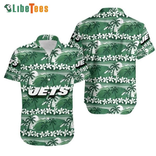 New York Jets Hawaiian Shirt, Coconut Trees Waves, Unique Hawaiian Shirts