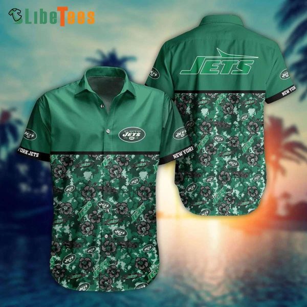 New York Jets Hawaiian Shirt, Floral  Summer, Hawaiian Style Shirts