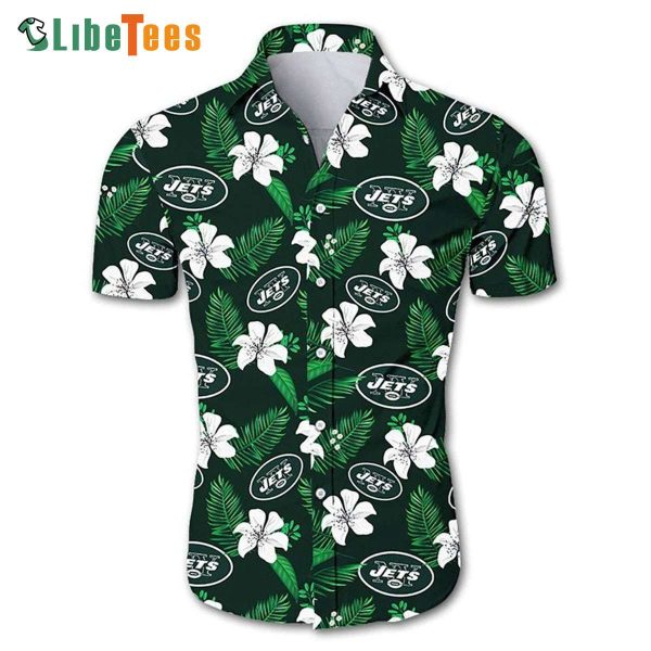 New York Jets Hawaiian Shirt, Flowers Summer, Hawaiian Print Shirts