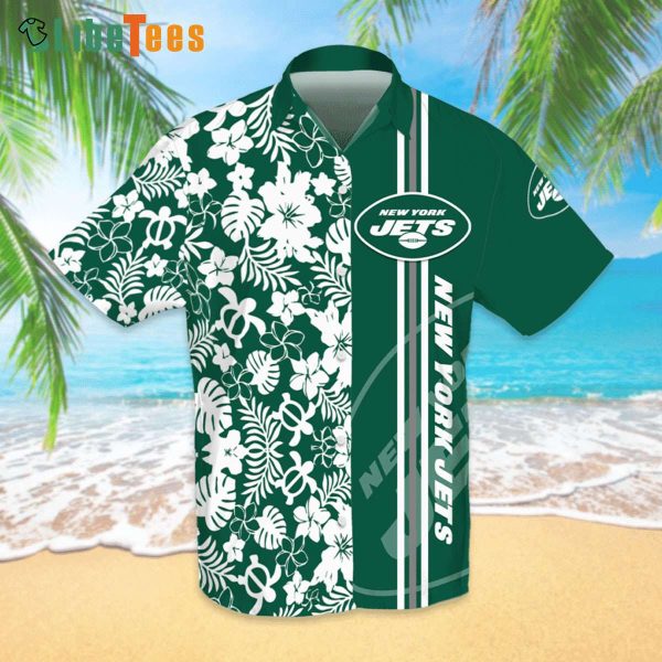 New York Jets Hawaiian Shirt, Flowers Tropical Summer, Cheap Hawaiian Shirts