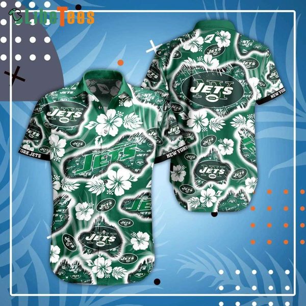 New York Jets Hawaiian Shirt, Graphic Floral, Nice Hawaiian Shirts