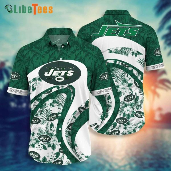 New York Jets Hawaiian Shirt, Graphic Floral Tropical Pattern This Summer, Tropical Print Shirts