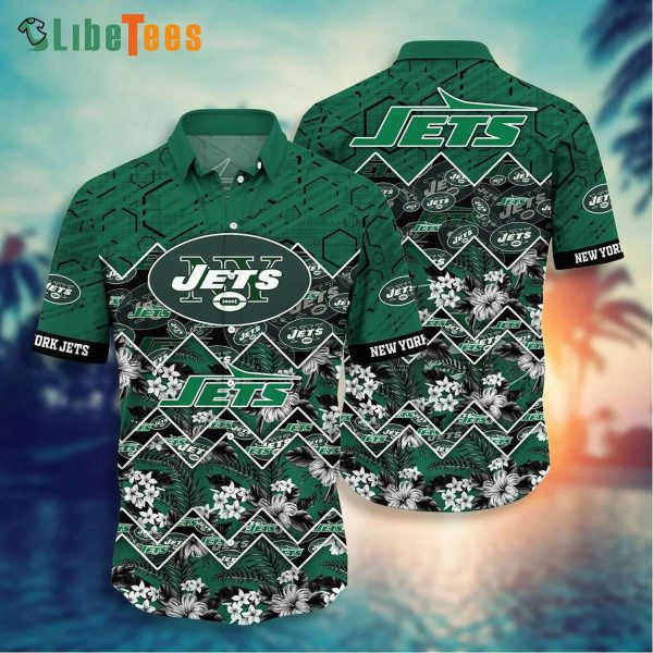 New York Jets Hawaiian Shirt, Graphic Tropical Pattern, Nice Hawaiian Shirts