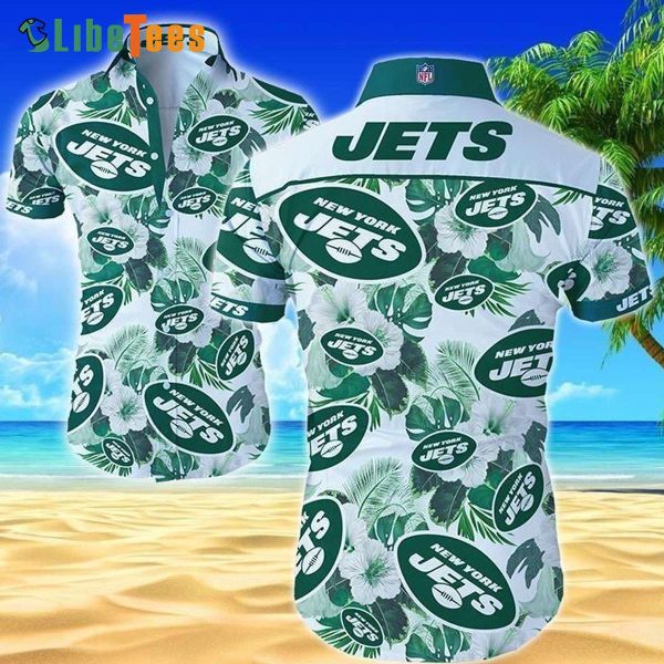 New York Jets Hawaiian Shirt, Hibiscus Flower, Cool Hawaiian Shirts