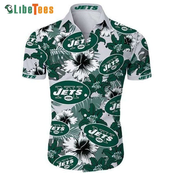 New York Jets Hawaiian Shirt, Hibiscus Summer, Cool Hawaiian Shirts