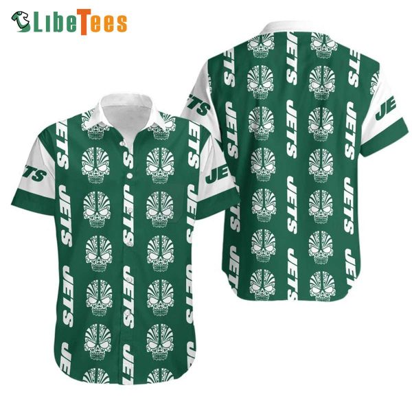 New York Jets Hawaiian Shirt, Mystery Skull, Hawaiian Beach hirts