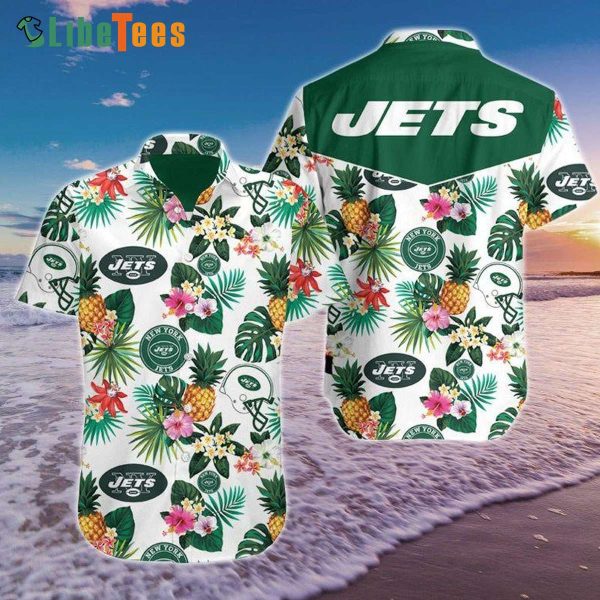 New York Jets Hawaiian Shirt, Pineapple, Tropical Print Shirts