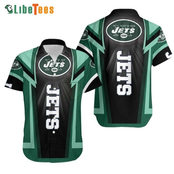 New York Jets Hawaiian Shirt, Shine Logo, Tropical Print Shirts