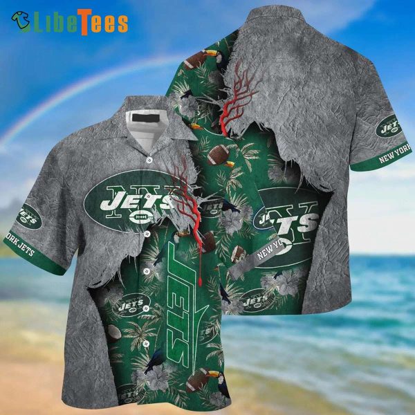 New York Jets Hawaiian Shirt, Tropical Print Sumer , Cheap Hawaiian Shirts