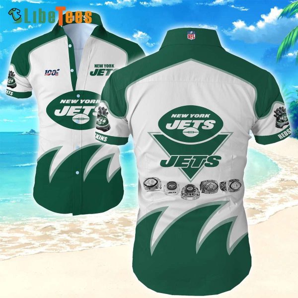 New York Jets Hawaiian Shirt, Waves Pattern, Hawaiian Style Shirts