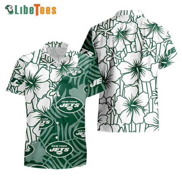 New York Jets Hawaiian Shirt,Tropical Flowers Summer, Hawaiian Beach hirts