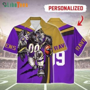 Personalized  Baltimore Ravens Hawaiian Shirt, Gearhomies, Summer Hawaiian Shirts