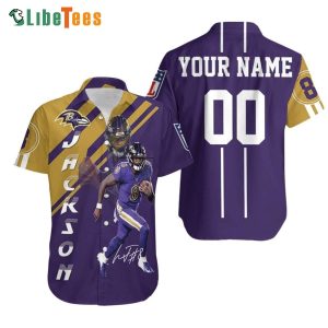 Personalized Baltimore Ravens Hawaiian Shirt, Lamar Jackson, Unisex Hawaiian Shirts