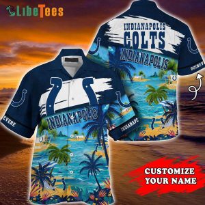 Personalized Indianapolis Colts Hawaiian Shirt, Beach Summer Tropical, Hawaiian Shirt Outfit