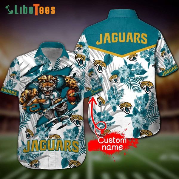 Personalized Jacksonville Jaguars Hawaiian Shirt, Jaxson de Ville Tropical Pattern, Summer Hawaiian Shirts