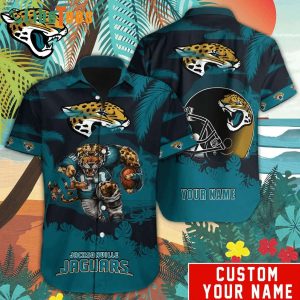 Personalized Jacksonville Jaguars Hawaiian Shirt, Tropical Island Mascot And Helmet, Hawaiian Beach Shirts