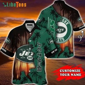 Personalized New York Jets Hawaiian Shirt,  Tropical Island, Cheap Hawaiian Shirts